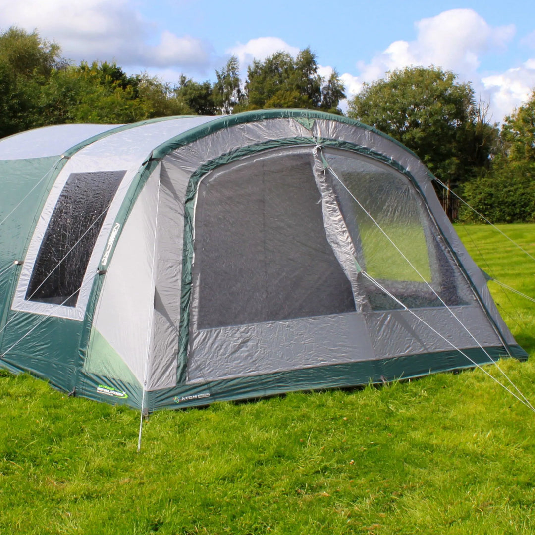 Outdoor Revolution Atom 600 Air Tent with a fully closed front door.