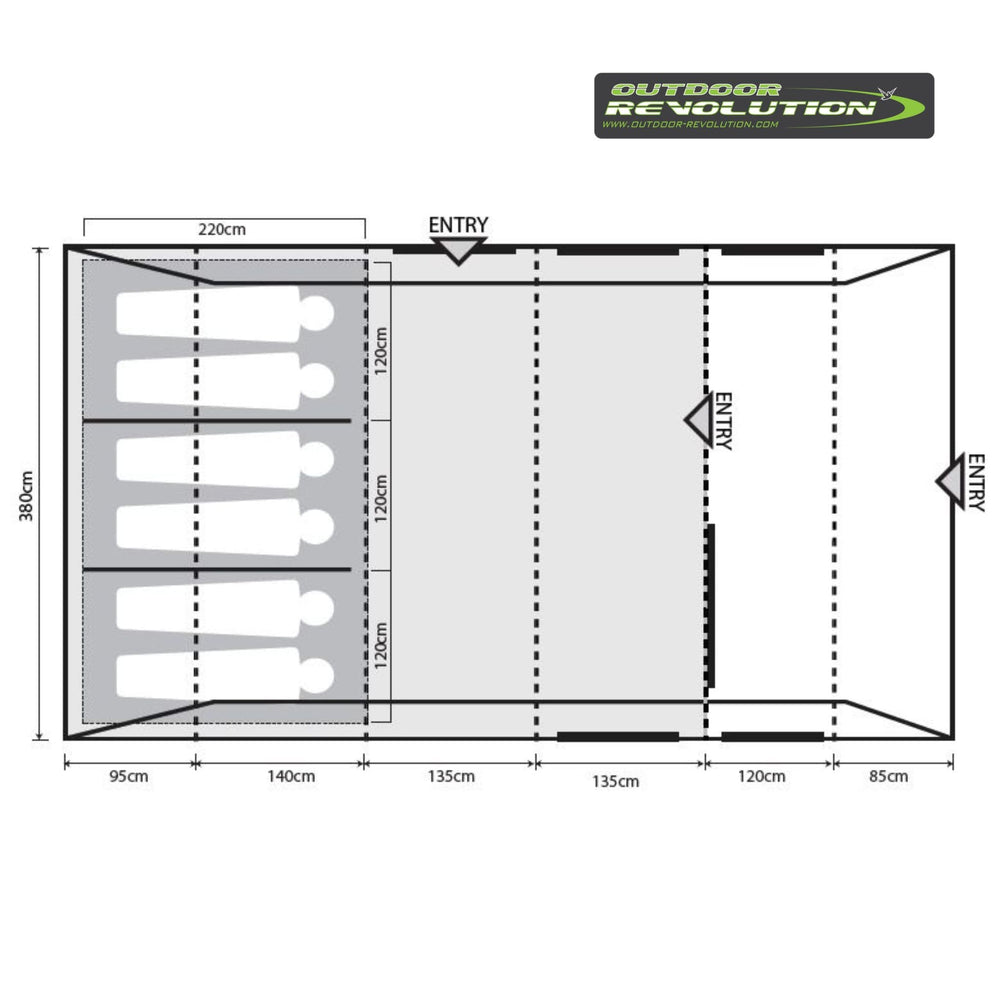 Outdoor Revolution Camp Star 600 DT Poled Tent Floorplan