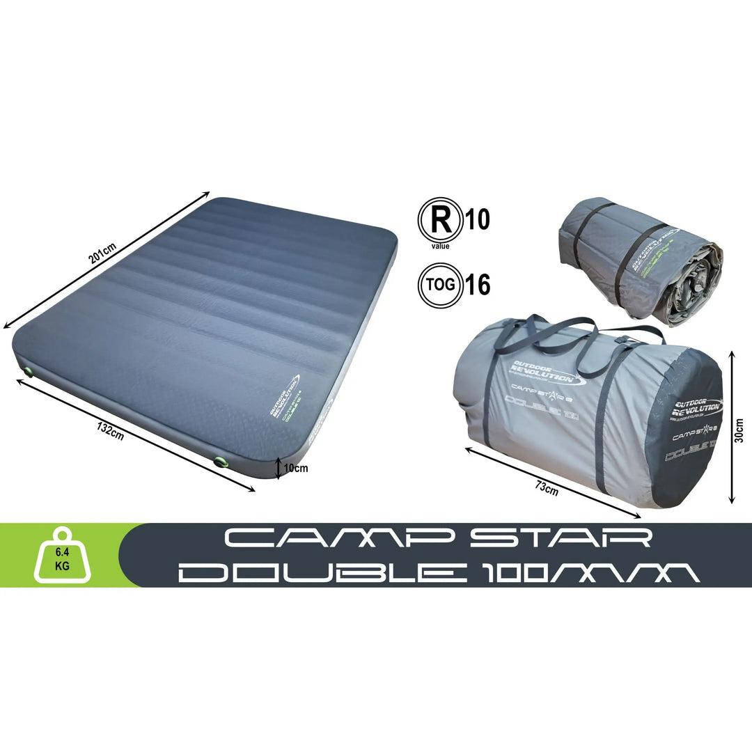 Outdoor Revolution Camp Star Double 100mm Self Inflating Mat dimensions