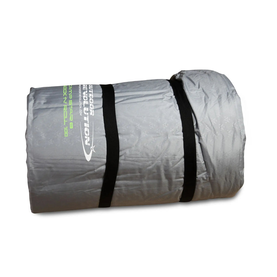 Outdoor Revolution Camp Star Rock 'n' Roll 100mm Self Inflating Mat rolled out of bag.