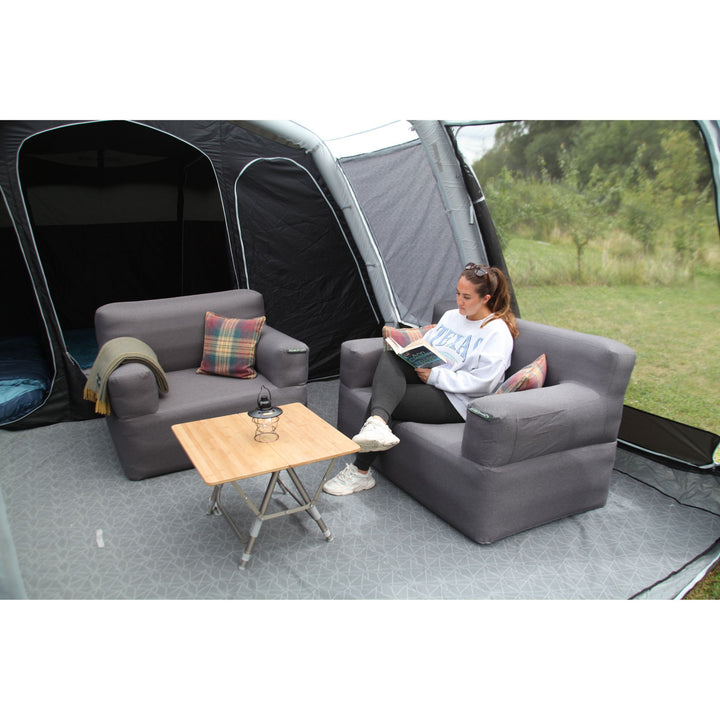 Outdoor Revolution Campese Duo Two Seat Sofa and Chair set up in a tent.