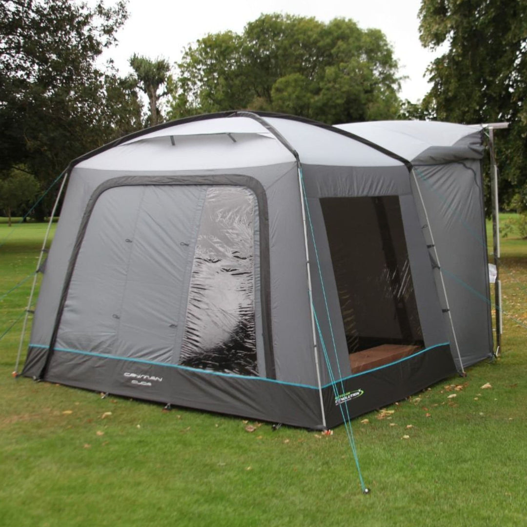 Set in a grassy campsite, the Outdoor Revolution Cayman Cuda F/G Awning.