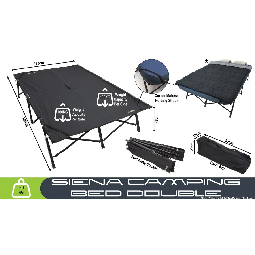 Outdoor Revolution Siena Double Camping Bed dimensions
