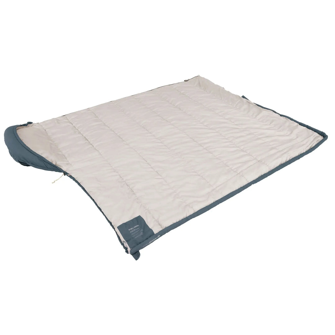 Outwell Campion Lux Blue Sleeping Bag opened up like a duvet