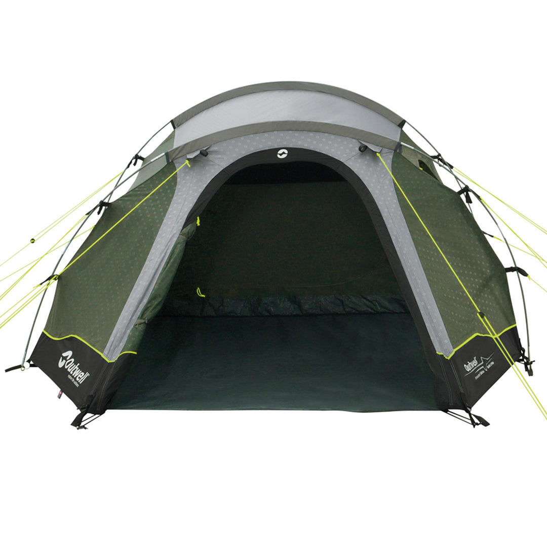 Front view of an Outwell Earth 3 Plus Tent with doors open