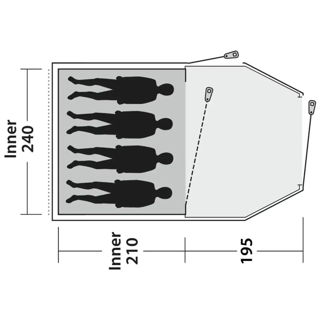 Outwell Earth 4 Plus Tent Floorplan