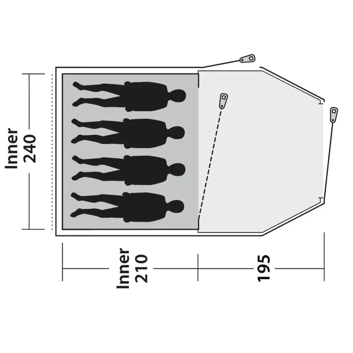 Outwell Earth 4 Plus Tent Floorplan