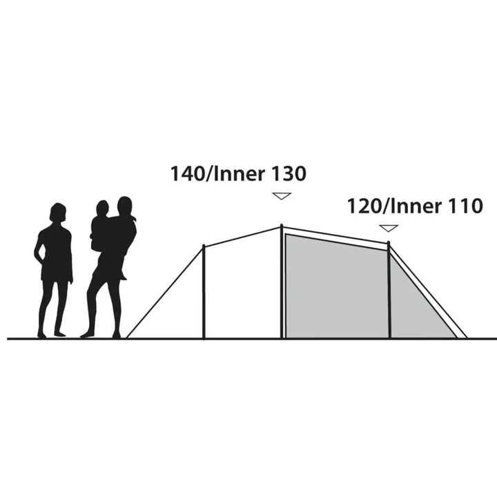Drawing of the Outwell Earth 4 Plus Tent height dimensions