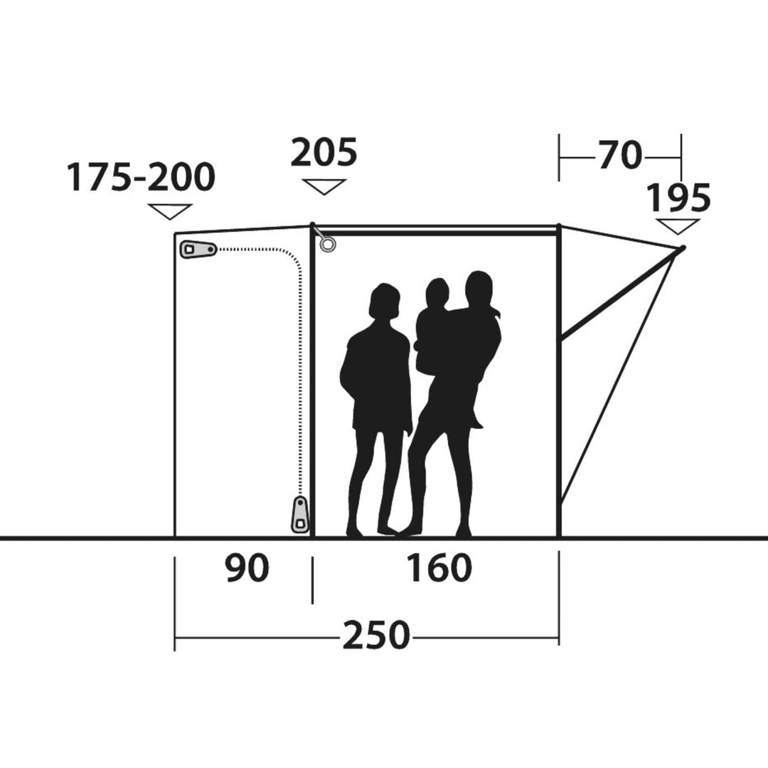 Outwell Fresno Drive Away Awning Heights