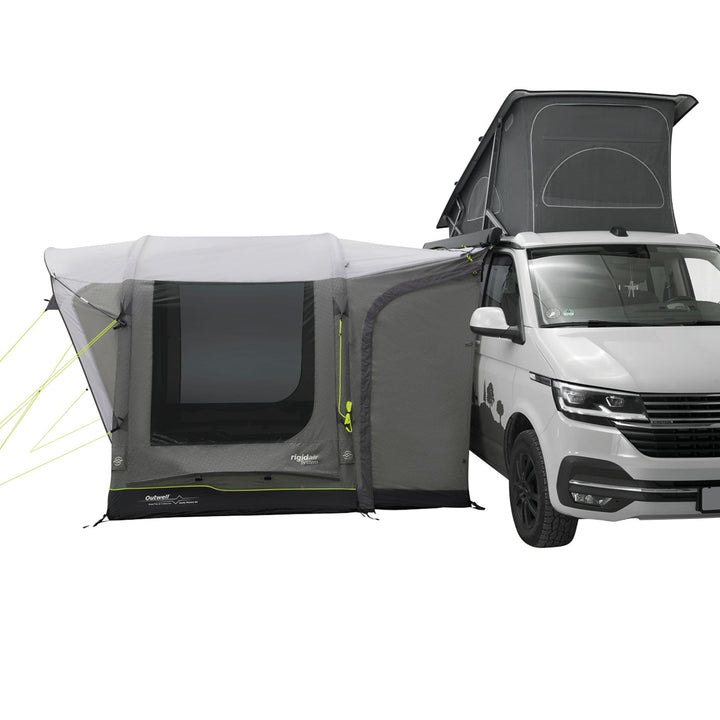 Outwell Santa Monica Air Drive Away Awning Side View Attached to campervan