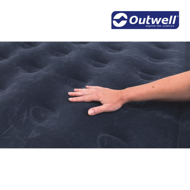 Outwell Flock Superior Double Airbed with Built in Pump Flocked top