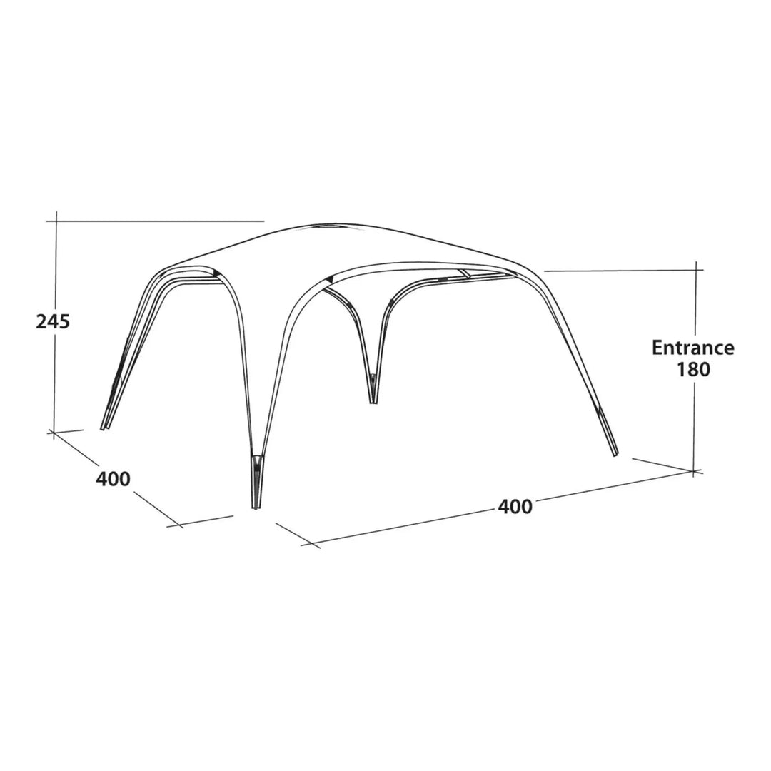 Technical drawing of the Outwell Wakefield Shelter XL showing dimensions