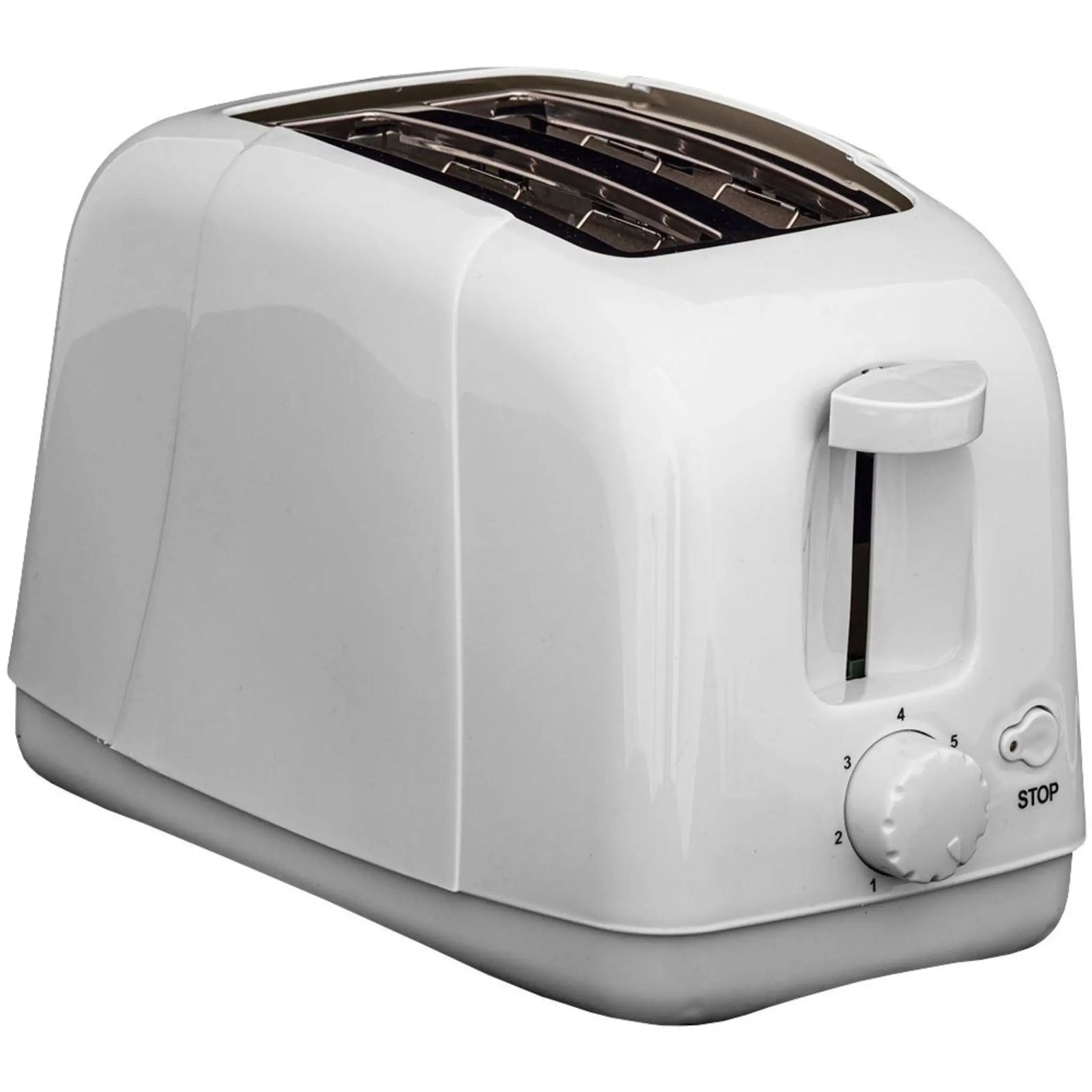 Quest Scotsman low wattage toaster with a clear window on a white background.