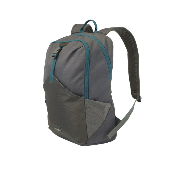 Side view of the Vango 20L Day Pack, showcasing its compact design and dual-tone grey finish, ideal for hiking or everyday use as a day bag or rucksack.