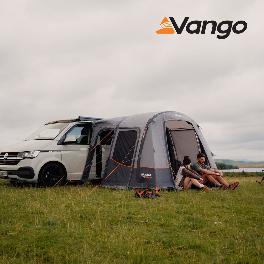 Vango Faros III Air Low Drive Away Awning attached to VW campervan
