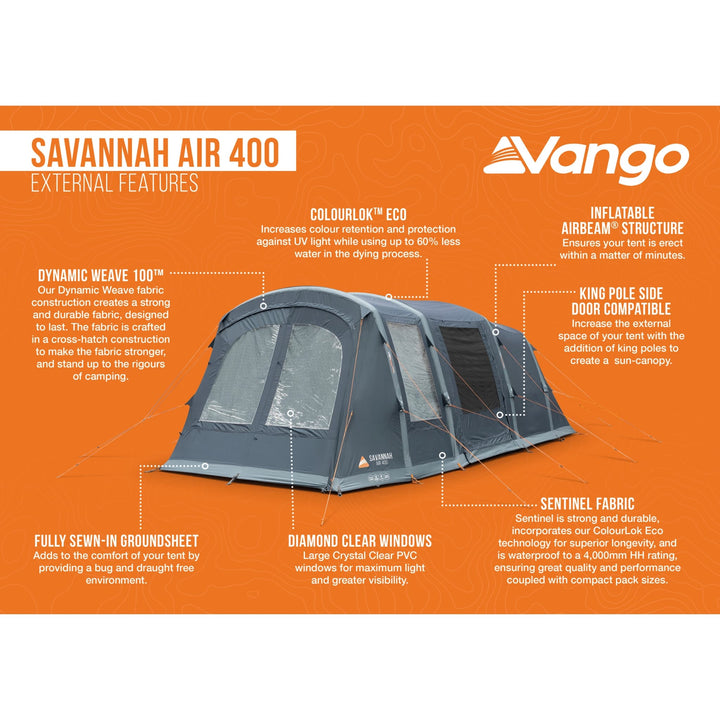 Vango AirBeam Savannah Air 400 Tent External Features