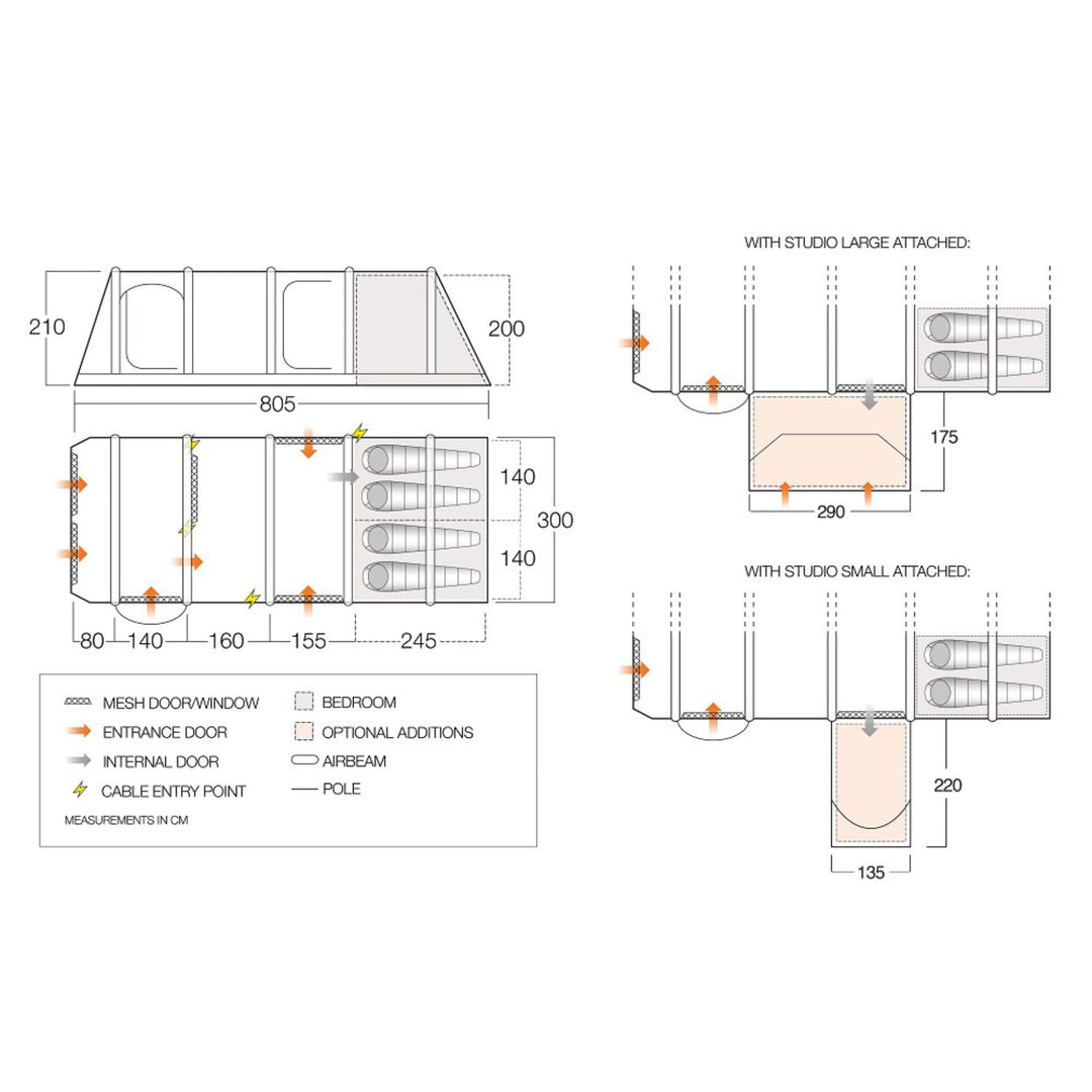 Vango Anantara IV 450xl Air Tent Floorplan