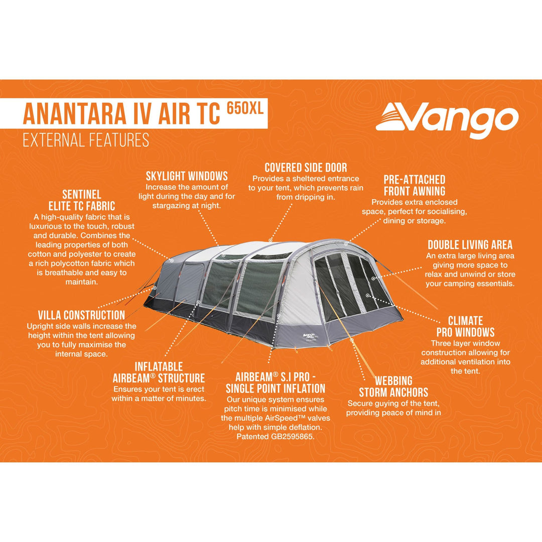 Vango Anantara IV Air TC 650XL Family Air Tent External features