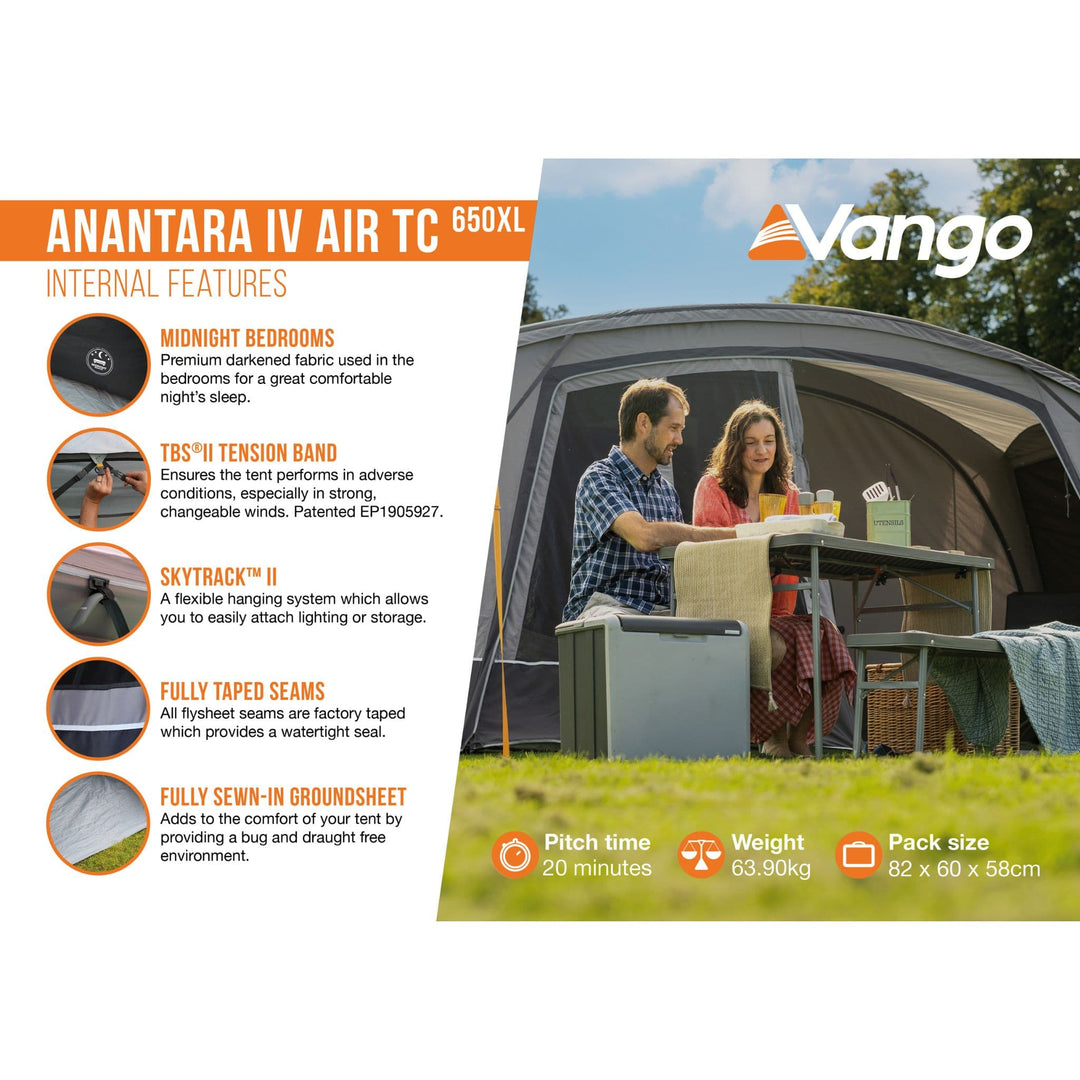 Vango Anantara IV Air TC 650XL Family Air Tent Internal features