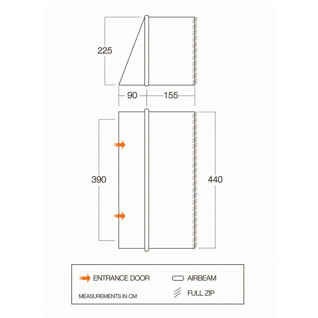 Vango Zipped Front Awning - SentElite - TA101 - Anantara 650xl Floorplan