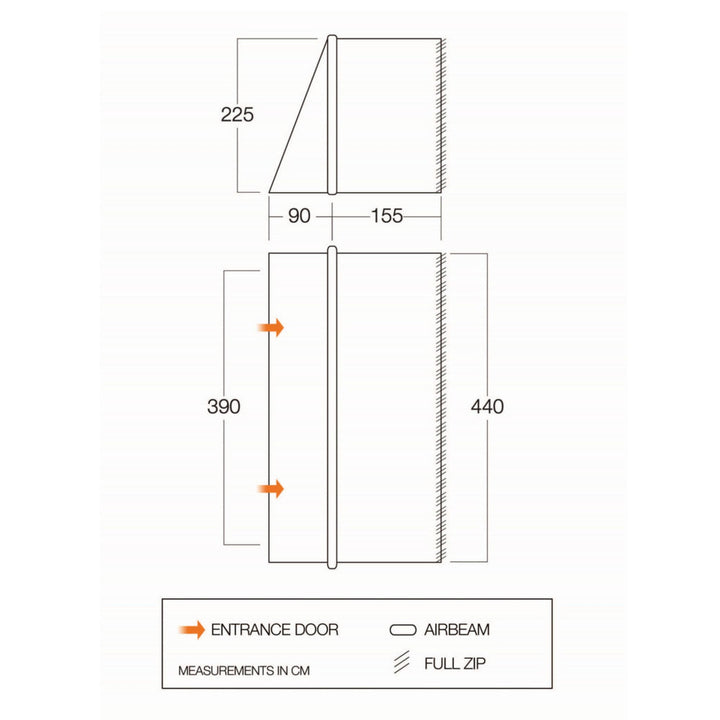 Vango Zipped Front Awning - SentElite - TA101 - Anantara 650xl Floorplan