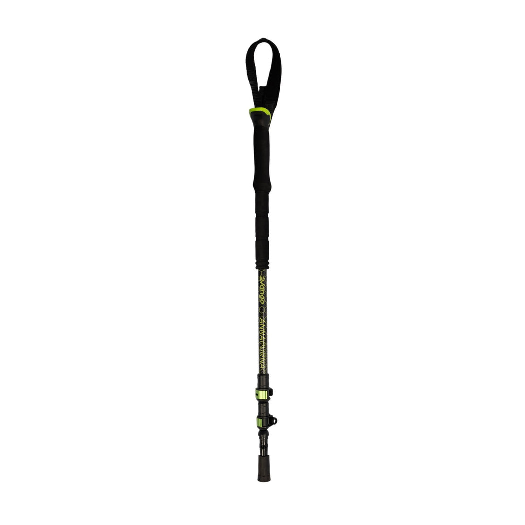 Folded view of the Vango Annapurna Walking Pole with green locking mechanism for trekking stability.