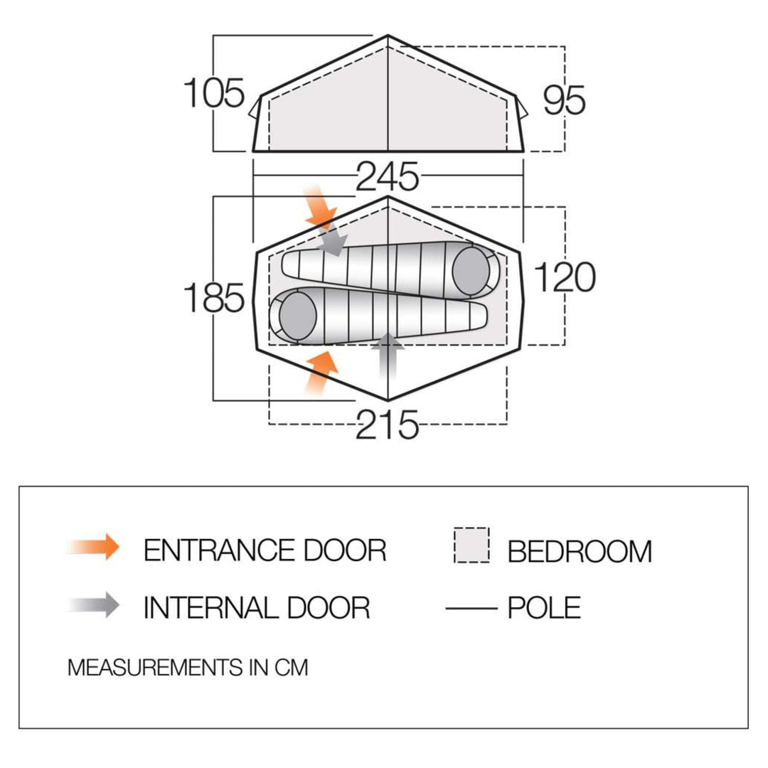 Vango Apex Compact 200 Backpacking Tent Floorplan