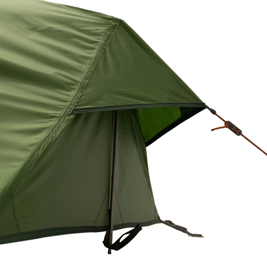 Close-up of the rear ventilation point on the Vango Apex Compact 200 Tent. Compact and lightweight for small pack size adventures.