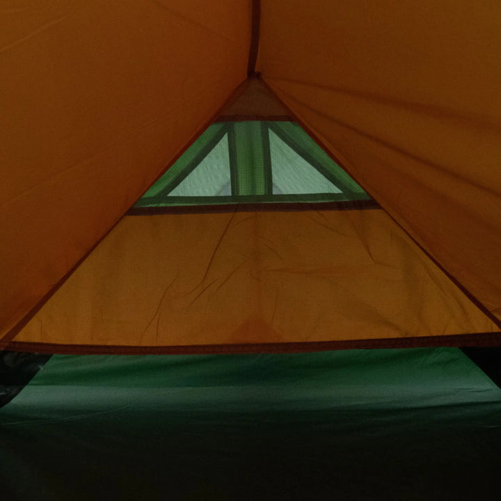 Interior view of the Vango Apex Compact 200 Tent, showcasing ventilation and space for 2 people, ideal for lightweight and compact trekking.