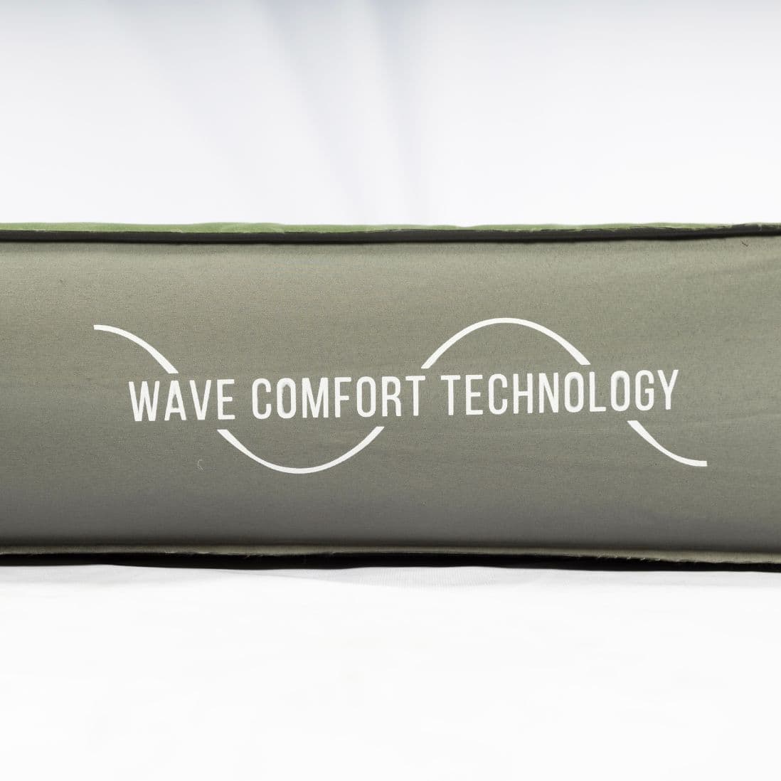 Side view of the Vango Arcadia 10cm double SIM camping mat with Wave Comfort Technology label for enhanced support.