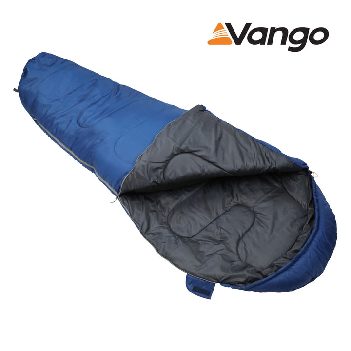 Vango Atlas 350 Sleeping Bag Ink Blue Open