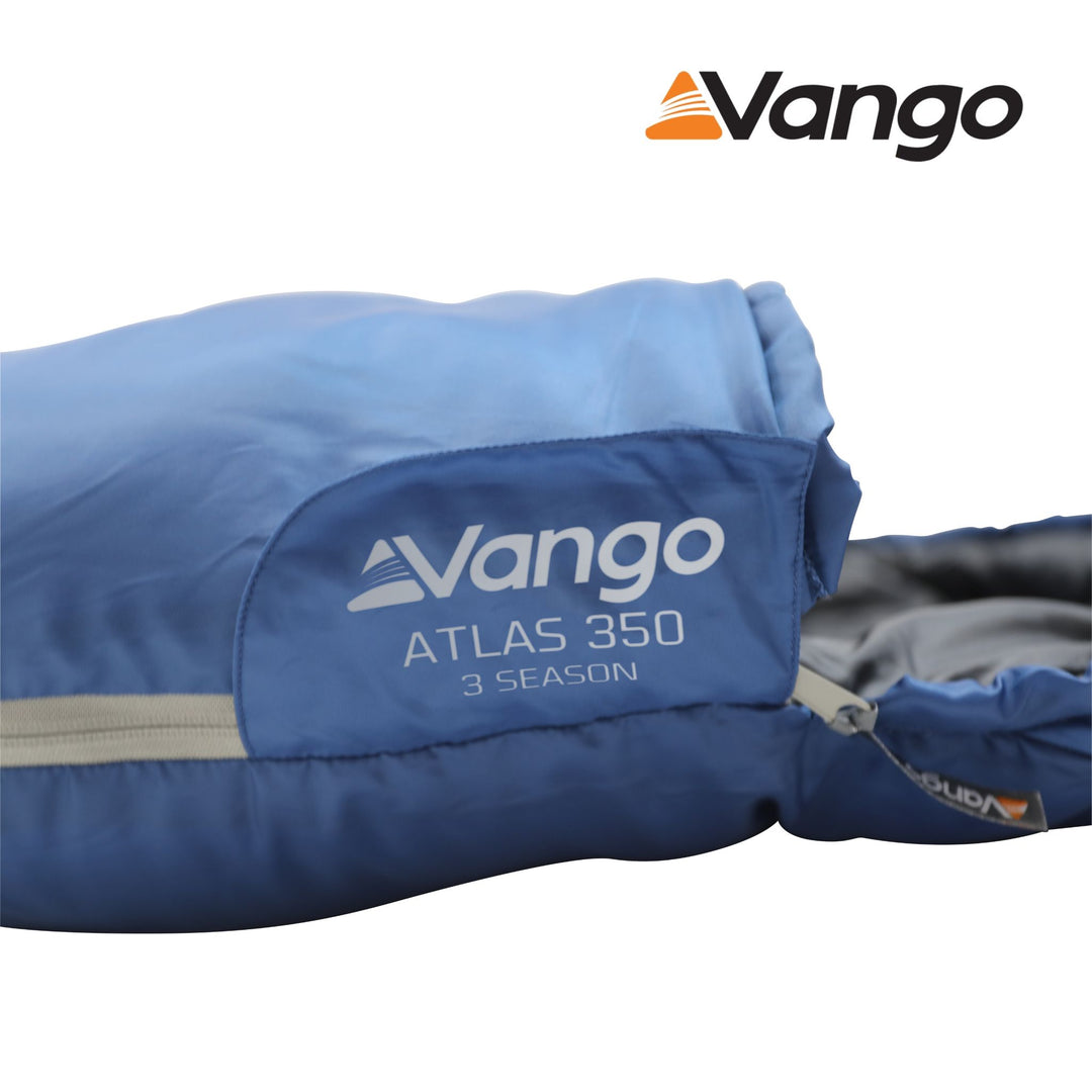 Vango Atlas 350 Sleeping Bag Ink Blue Zip Protector