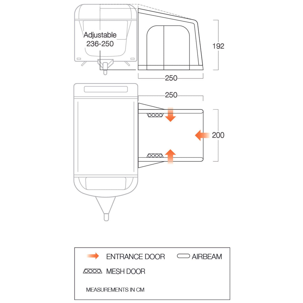 Vango Balletto Air 200 Elements Shield Caravan Awning Floorplan
