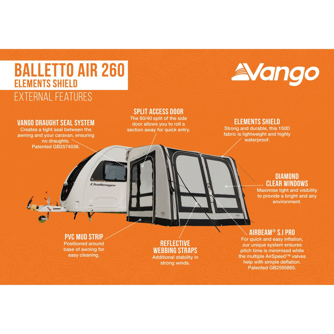 Vango Balletto Air 260 Elements Shield Caravan Awning External Features