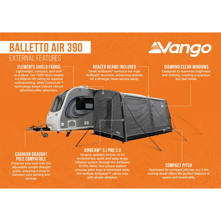 Vango Balletto Air 390 Caravan Awning External features