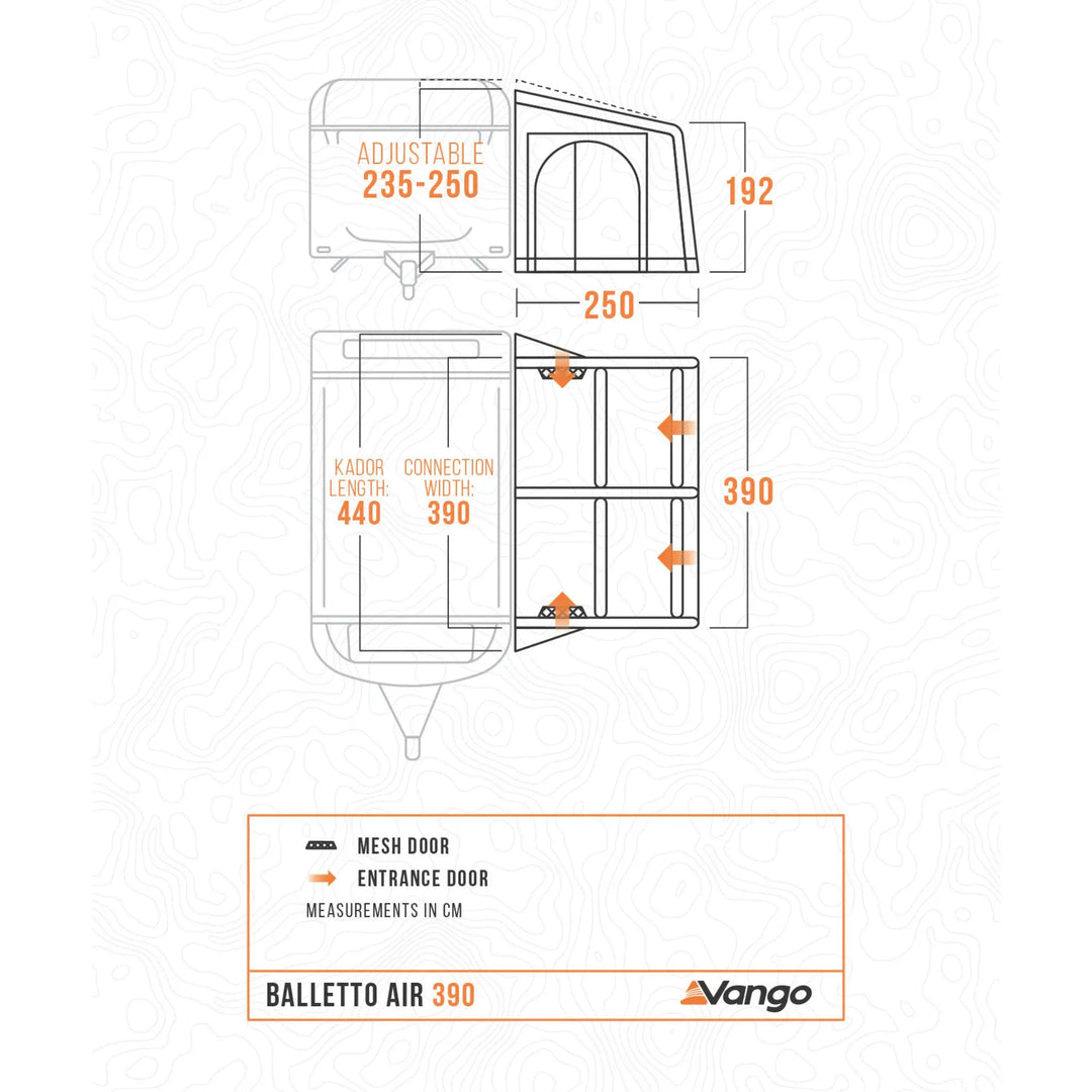 Vango Balletto Air 390 Caravan Awning Floorplan