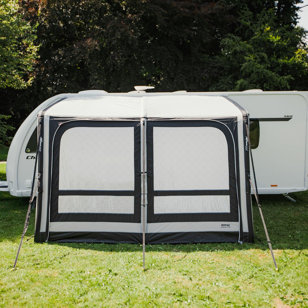 Vango Balletto Air 330 Elements Shield Caravan Awning front view.