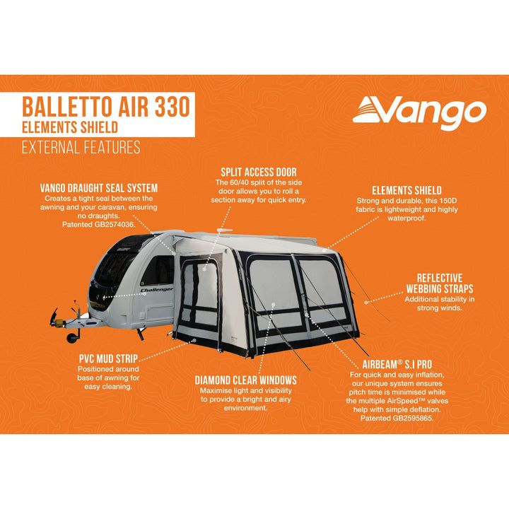 Vango Balletto Air 330 Elements Shield Caravan Awning