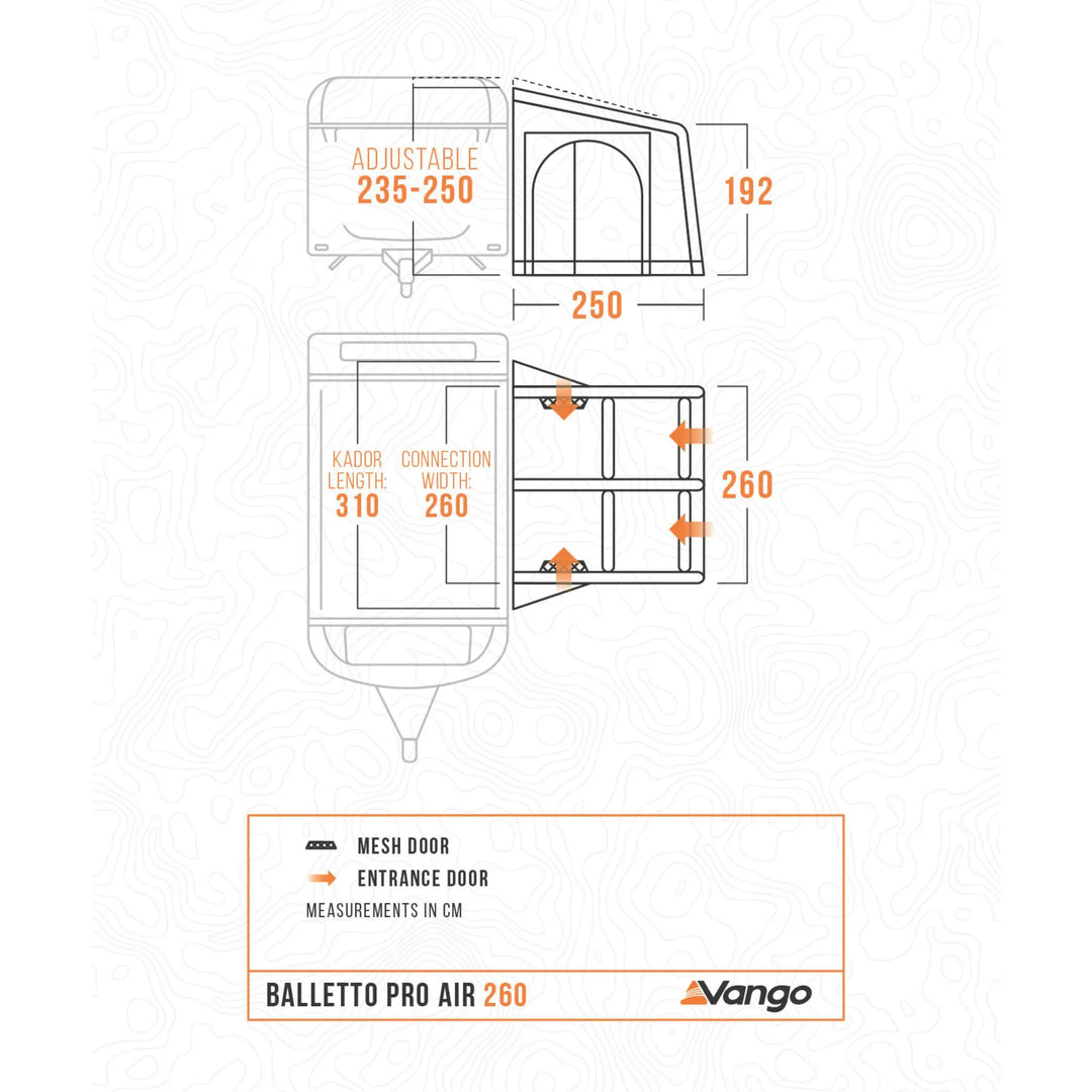 Vango Balletto Pro Air 260 Caravan Awning floorplan