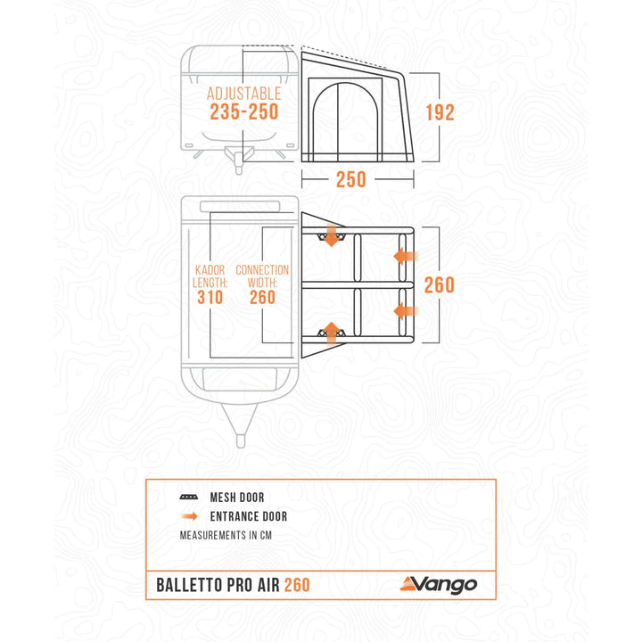 Vango Balletto Pro Air 260 Caravan Awning floorplan