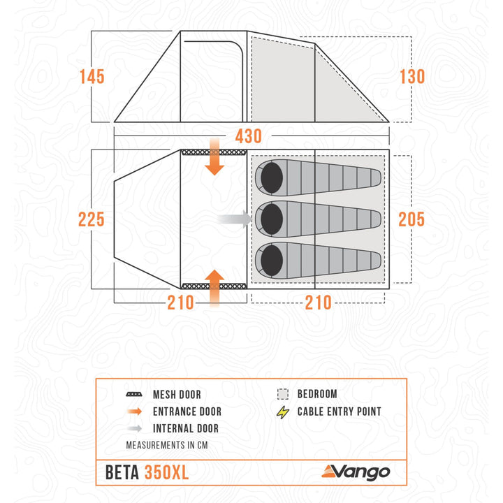 Vango Beta 350XL Tent Floorplan