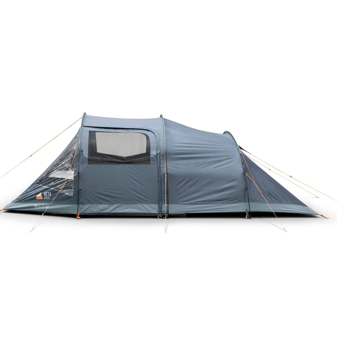 Full side view of the Vango Beta 450XL tent, featuring the ventilation panels