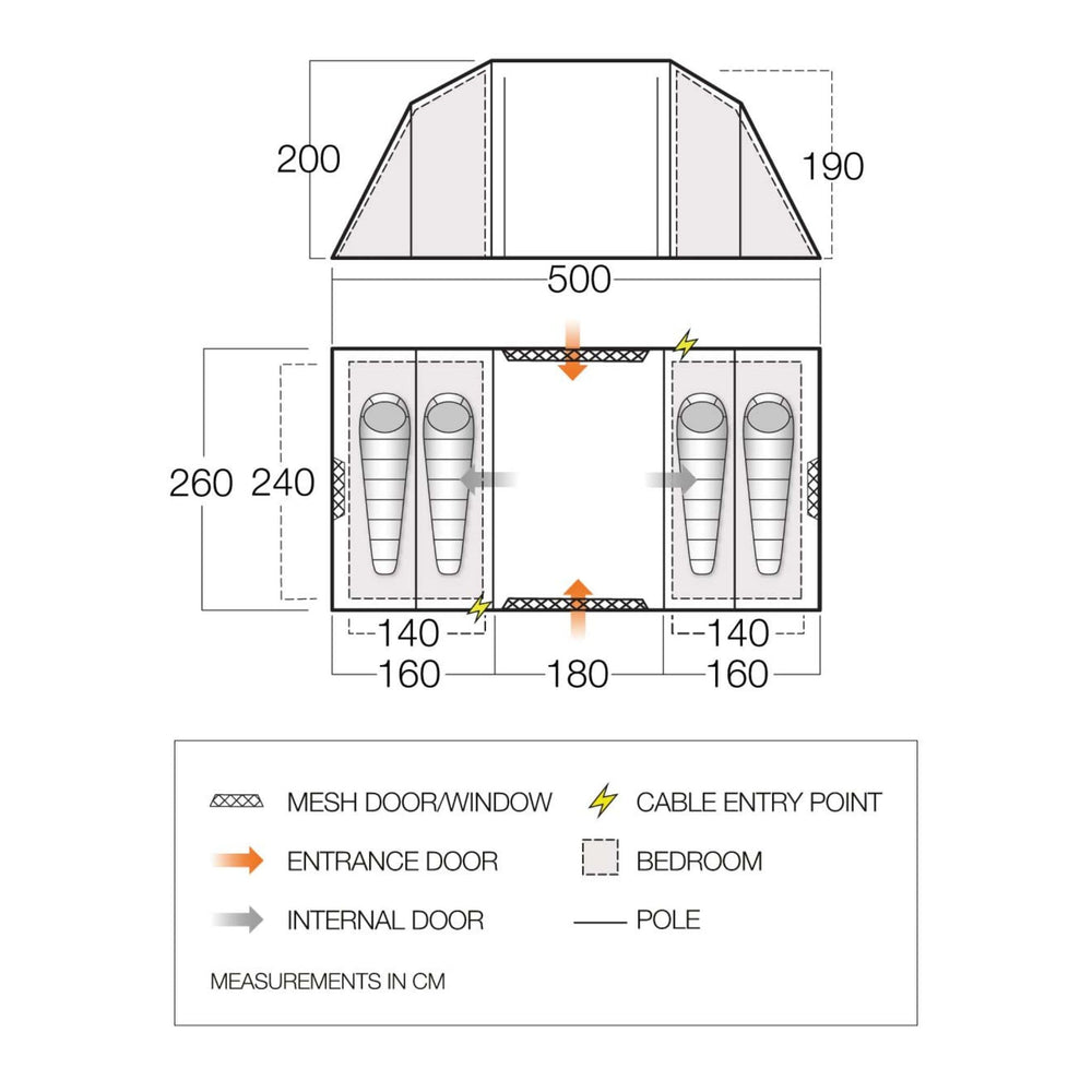 Vango Castlewood 400 Poled Tent Floorplan