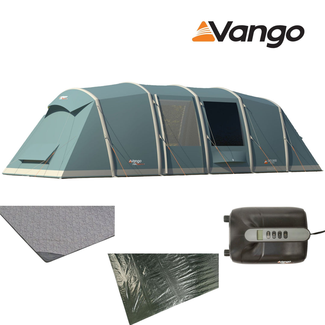 Vango Castlewood Air 800XL Ultimate Bundle - Includes Tent, Footprint Groundsheet, Universal carpet & Vango AirBeam Pump