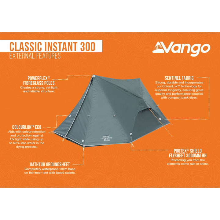 Vango Classic Instant Tent Deep Blue External Features