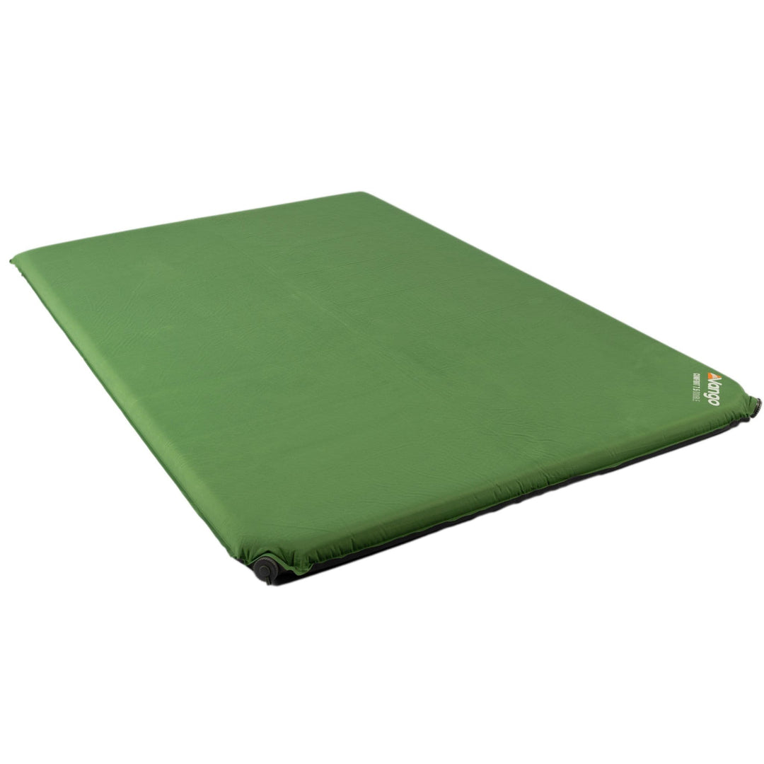 Vango Comfort 7.5cm Double SIM full view - Green double self-inflating mat with a smooth polyester surface, ideal for camping comfort.