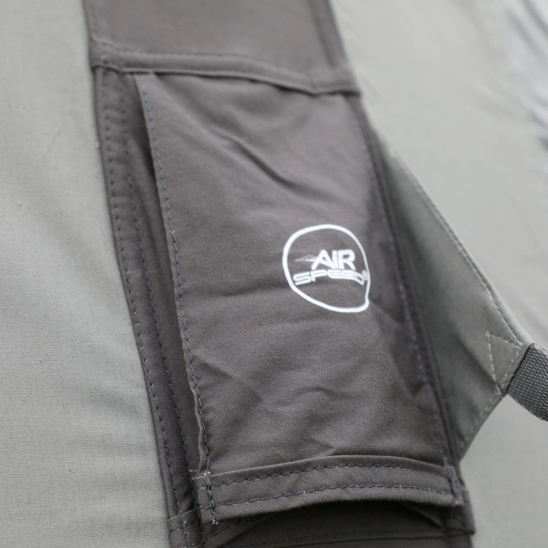 Detail of the Vango AirSpeed valve on the Cove III Air Mid Awning, ensuring quick and effortless inflation and deflation.