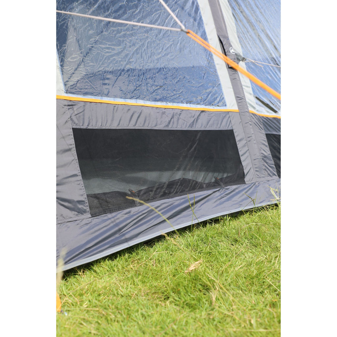 Close-up of the lower ventilation panel in the Vango Cove III Air Mid Drive Away Awning, designed to improve airflow and reduce condensation in this inflatable campervan awning.