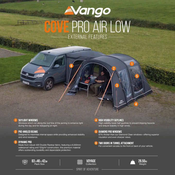 Vango Cove Pro Air Low Drive Away Awning External Features