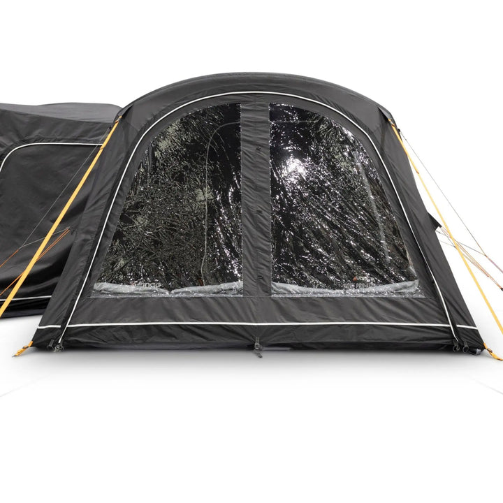 Vango Cove Pro Air Low Drive Away Awning front view with curtains down.
